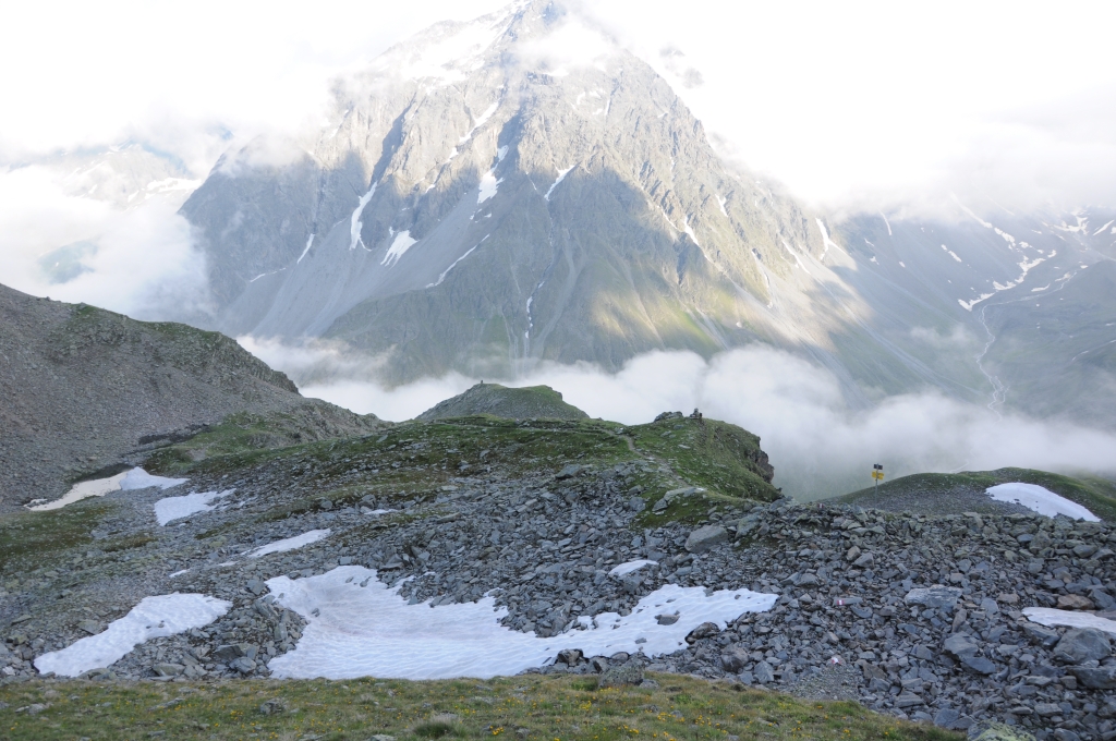 Unterhalb der Zischgenscharte. Das Westfalenhaus befindet sich 500 Meter tiefer. Schön zu wissen: Morgen müssen wir wieder hier hoch.