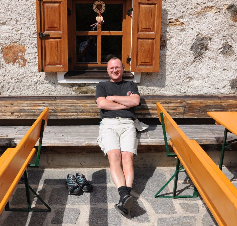 Ein wohlverdienter Feierabend auf der Schweinfurter Hütte.